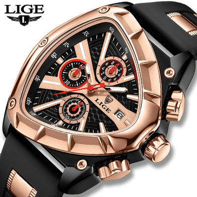 LIGE Luxury Triangle Designer Men's Watch
