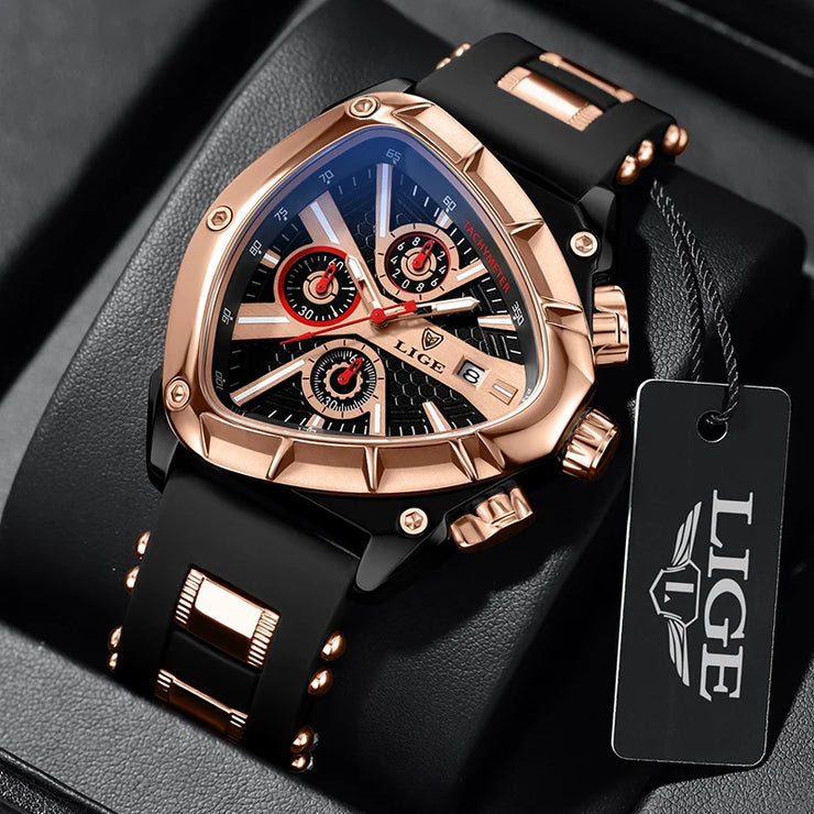 LIGE Luxury Triangle Designer Men's Watch