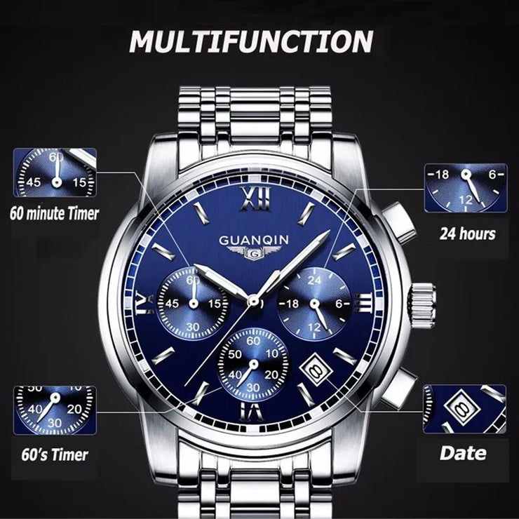 Relogio Mens Luxury Quartz Multi-Color Wristwatch