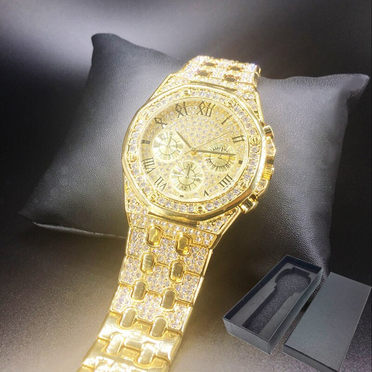 Mens Luxury Iced Out Quartz Watch