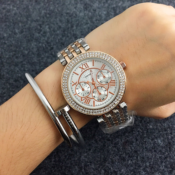 Women's Crystal Diamond Luxury Rose Gold Watch