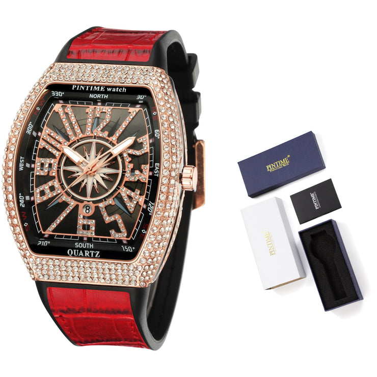 Men's Diamond Luxury Gold Quartz Watch