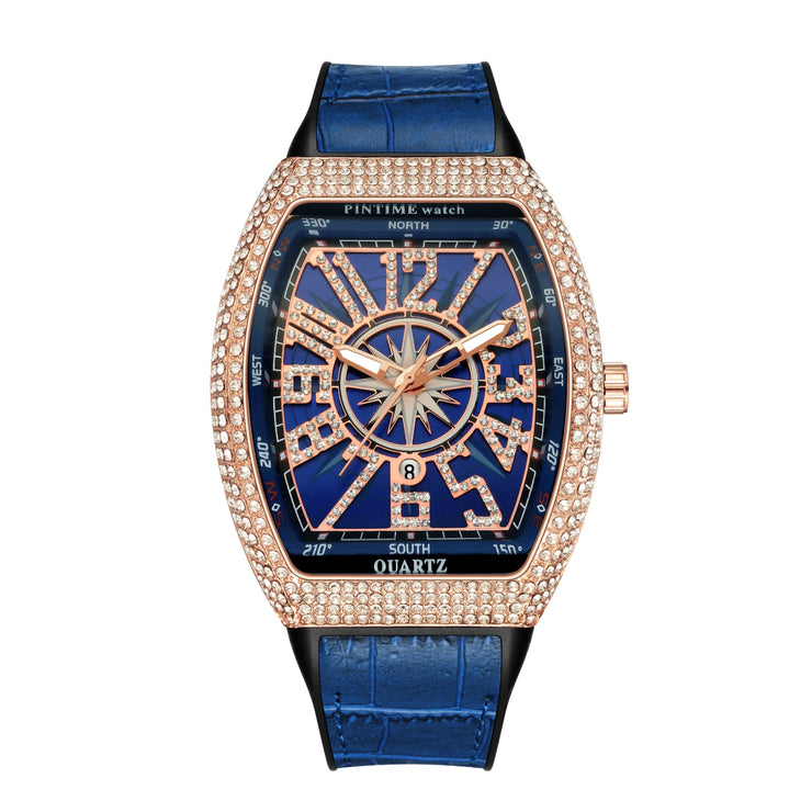Men's Diamond Luxury Gold Quartz Watch